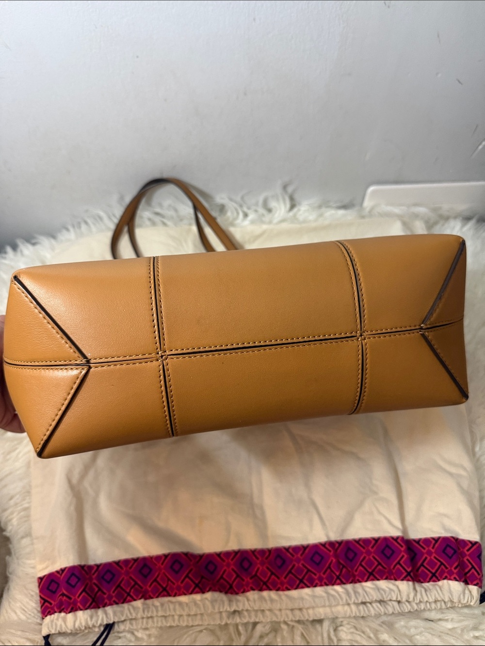Tory Burch Cognac Leather Tote with Removable Pouch medium - Picture 11 of 14